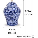 BALIOS Mandarin Blue and White Porcelain Plum Blossom Ginger Jar with Lid Decorative Ceramic Bud Vase for Home Décor Centerpiece Table Decoration Floral Arrangement Blue and White Plum Blossom