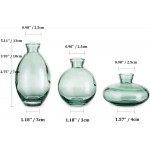 Bud Vases 3Pcs Set Small Vases Handmade Cute Green Small Vases for Flowers Centerpieces Glass Vases Mini Vase Home Decor Centerpieces Events Table Decor