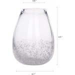 CASAMOTION Flower Vases Hand Blown Glass Home Decor with Rich Bubbles Round Clear Tabletop for Kitchen Dinning Room Small Centerpiece for Living Wedding Party Ornament,6 inch Height