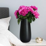D'vine Dev 10 Inch Matte Black Elegant Oval Ceramic Vase for Flowers Home Décor Vase with Design Box VS-OV-MT-B
