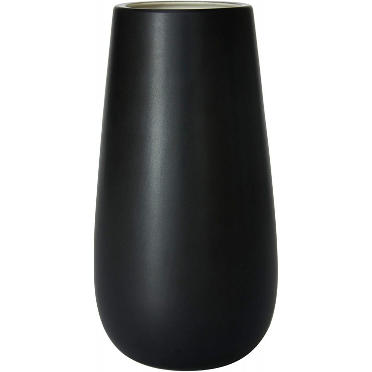 D'vine Dev 10 Inch Matte Black Elegant Oval Ceramic Vase for Flowers Home Décor Vase with Design Box VS-OV-MT-B