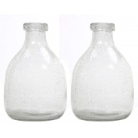 Hosley Set of 2 Clear Glass Bottle Vases 7'' High. Ideal Floral Vase Gift for Wedding Special Occasion Home Office Dried Floral Arrangements O5…