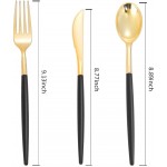 I00000 144 PCS Gold Plastic Silverware Disposable Flatware with Black Handle Gold Plastic Cutlery Includes: 48 Forks 48 Knives and 48 Spoons