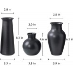 JDZMYF Matte Black Ceramic Vases for Home Decor Modern Bud Decorative Vase Set of 3 Piece Boho Small Vase for Flowers Living Room Floor Farmhouse Rustic Style Clay Vases