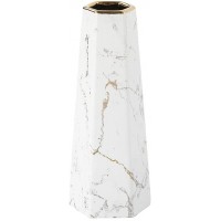 LIONWEI LIONWELI 10inch White Gold Finish Marble Ceramic Flower Vase Home Decor Vase and Table Centerpieces Vase Ideal Gifts for Friends and Family Christmas Wedding Bridal Shower