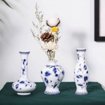 LoveCat Ceramic Vase Set 3 Small Blue & White Porcelain Vases Fambe Glaze Porcelain Vases Set of 3 Classic Ceramic Flower Vases for Home Table ,Bookshelf Cupboard Décor