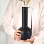 Modern Farmhouse Glam Metal Vase Black Flower Vase Home Décor Centerpiece
