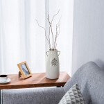 MyGift Farmhouse White Ceramic Vase with Handle Antique Jug Style Flower Vase