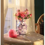 Purple Vases Home Decor Lavender Mosaic Flower Vases Decorative Mercury Stained Glass Vase for Table Livingroom Bedroom Bookshelves