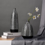 Quoowiit Flower Vase Decorative Vases Floral Vase for Centerpieces Vase for Home Decor Living Room Office Table or Wedding Modern Resin Vases with Black and White Dots-Black Short