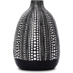 Quoowiit Flower Vase Decorative Vases Floral Vase for Centerpieces Vase for Home Decor Living Room Office Table or Wedding Modern Resin Vases with Black and White Dots-Black Short