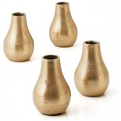 Serene Spaces Living Set of 4 Gold Floral Pear Bud Vase Stylish Flower Vases for Centerpieces at Weddings Party Tables Dining or Coffee Table Thanksgiving Fall Decor 4" Tall & 2.5" Diameter