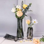 TOBERGO Small Glass Vase for Home Decor Flower Vases for Wedding Party Gift Table Decorations for Living Room Decorative Grey Vases Set of 3