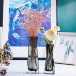 TOBERGO Small Glass Vase for Home Decor Flower Vases for Wedding Party Gift Table Decorations for Living Room Decorative Grey Vases Set of 3