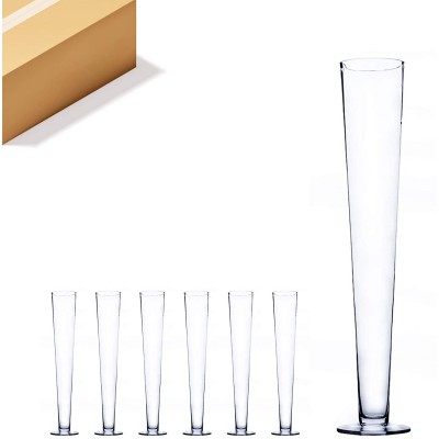 WGV Trumpet Glass Vase Bulk Open 4" Height 23.5" Multiple Sizes Choices Clear Tall Pilsner Floral Planter Container Centerpiece Wedding Event Home Decor 6 Pieces VTV0424