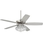52" Journey Modern Indoor Ceiling Fan with LED Light Dimmable Remote Control Brushed Nickel Balde Clear Crystal Ball Strand for House Bedroom Living Room Home Kitchen Dining Casa Vieja