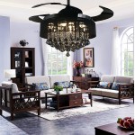 AFANQI 42"Crystal Ceiling Fan with Light Chandelier with 3 Speed 3 Color Indoor LED Remote Control Chandelier Retractable Fandelier Luxury Lighting for Dining Room Decorate42"Black Crystal