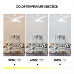 Ceiling Fan with Lights and Remote Control,SNJ Modern Ceiling Fan for Living Room Bedroom Dining Room,Indoor White