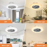 DLLT LED Remote Ceiling Fan with Light Kit-40W Modern Dimmable Ceiling Fan Lighting 7 Invisible Blades Ceiling Fans 23 Inch Ceiling lighting Fixture Flush mount 3 Color Changeable 3 Files Timing