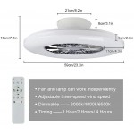 DLLT LED Remote Ceiling Fan with Light Kit-40W Modern Dimmable Ceiling Fan Lighting 7 Invisible Blades Ceiling Fans 23 Inch Ceiling lighting Fixture Flush mount 3 Color Changeable 3 Files Timing