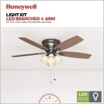 Honeywell Glen Alden 52-Inch Ceiling Fan with Sunset Shade Lights Hugger Flush Mount Low Profile Five Reversible Cimarron Ironwood Blades Oil-Rubbed Bronze