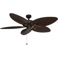 Honeywell Palm Island 52-Inch Tropical Ceiling Fan Five Palm Leaf Blades Indoor Outdoor Damp Rated Bronze 52 inches