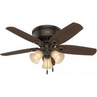 Hunter Builder Indoor Low Profile Ceiling Fan with LED Light and Pull Chain Control 42" New Bronze