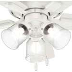 Hunter Crestfield Indoor Low Profile Ceiling Fan with LED Light and Pull Chain Control 42" Fresh White