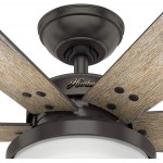 Hunter Fan 52 inch Contemporary Noble Bronze Indoor Ceiling Fan with Light Kit and Remote Control Renewed