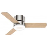 Hunter Fan Company Hunter 44" LED Kit 59454 Minimus 44 Inch Low Profile Ultra Quiet Ceiling Fan with Energy Efficient Light and Remote Control Brushed Nickel Finish