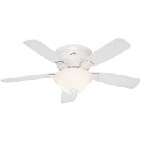 Hunter Indoor Low Profile Ceiling Fan with LED Light and Pull Chain Control 48" White