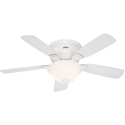 Hunter Indoor Low Profile Ceiling Fan with LED Light and Pull Chain Control 48" White