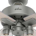 Hunter Pelston Indoor Ceiling Fan with LED Light and Pull Chain 44" Matte Silver