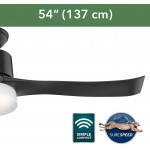 Hunter Symphony Indoor Wi-Fi Ceiling Fan with LED Light and Remote Control 54" Black
