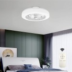 Low Profile Ceiling Fan with Lights and Remote,18 Inch Minimalism Modern Bladeless Ceiling Fan with LED Lighting 3-Speed Quite Flush Mount Ceiling Fan