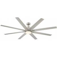 Modern 72" Ceiling Fan with 8-Blades Ceiling Fan and a Six Speed DC Motor and LED Dimmable Light in a Satin Nickel Finish