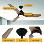 Nocolliny Modern Ceiling Fan 52" with Light Dimmable LED Farmhouse Style Propeller 3-Blade with Reversible Motor Remote Control