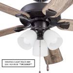 Portage Bay Ceiling Stannor 52" Bronze Indoor Fan with Frosted 3 Light LED Multi Arm E26 A15 Bulb and Pull-Chains Traditional Style 5 Reversible Barnwood Northern Ebony Blades 51434