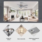 Sofucor 52 Inch Reversible Modern Ceiling Fans with Lights Remote Control AC Motor Glass Lampshade for Kitchen Bedroom Living Room Dining Room Farmhouse Chrome not including bulbs