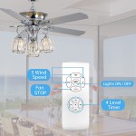 Sofucor 52 Inch Reversible Modern Ceiling Fans with Lights Remote Control AC Motor Glass Lampshade for Kitchen Bedroom Living Room Dining Room Farmhouse Chrome not including bulbs