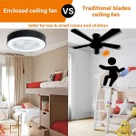 TC-HOMENY Ceiling Fan with LED light Invisible Blades 22 inches Morden Black Lighting Color Changing Low Profile Ceiling Fan