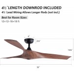 VONLUCE 52’’ Industrial Ceiling Fan No Light with Remote Control Mid Century Ceiling Fans with 3 Walnut ABS Blades Indoor Ceiling Fan Airplane Propeller for Kitchen Bedroom Living Room