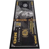 Black Money Rugs 100 Dollar Bill Area Rug Door Mat Runner for Living Room Bedroom Indoor Outdoor Rug 22" x 53"