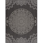 CAMILSON Outdoor Rug Modern Area Rugs for Indoor and Outdoor patios Kitchen and Hallway mats Washable Outside Carpet 8x10 Medallion Dark Grey Light Grey