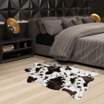 Cow Print Rug Faux Cowhide Area Carpet Animal Print Mat for Living Room Bedroom Non-Slip 3.6x2.5FT 110cmx75cm