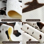 Cow Print Rug Faux Cowhide Area Carpet Animal Print Mat for Living Room Bedroom Non-Slip 3.6x2.5FT 110cmx75cm