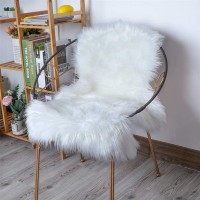 HLZHOU Soft Faux Sheepskin Fur Rug Fluffy Fur Chair Cover Seat Pad Non-Slip Area Rug for Bedroom Living Room Floor Kids Room 2 x 3 Feet （60 x 90 cm） White