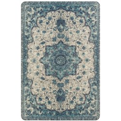 Lahome Collection Traditional Vintage Floral Area Rug 2’ X 3’ Non-Slip Medallion Vintage Area Rug Small Accent Distressed Throw Rugs Floor Carpet for Door Mat Entryway Bedrooms Decor 2’ X 3 Blue