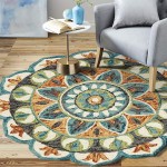 LR Home Dazzle Area Rug 6' Round Teal Green