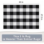 LulusVente Buffalo Plaid Outdoor Rug – 27.5x43in Machine Washable 2.1lbs Hotel Grade Thick Woven Yarn Black White Plaid Check Farmhouse Cotton for Indoor Outdoor Front Porch Runner Layered Doormat